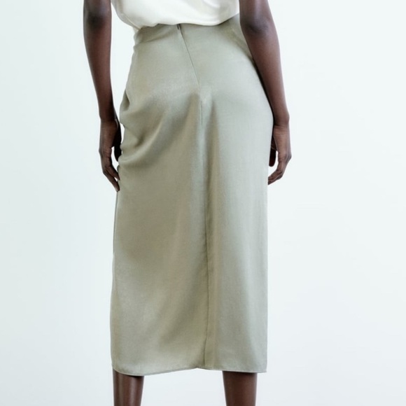 NWT Zara Satin Wrap Tie Waist Skirt M - Picture 3 of 16